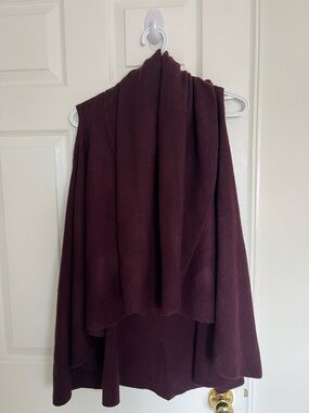 Women's Burgundy Open-Front Sweater Cardigan